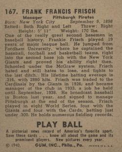 Frankie Frisch  baseball card collectible - Main Image 2