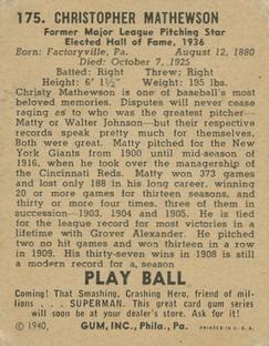 Christy Mathewson  baseball card collectible - Main Image 2