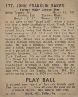 Frank Baker  baseball card collectible - Main Image 2