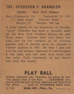 Spud Chandler  baseball card collectible - Main Image 2