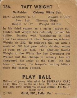 Taft Wright  baseball card collectible - Main Image 2