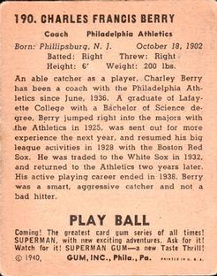 Charlie Berry  baseball card collectible - Main Image 2