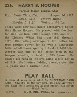 Harry Hooper  baseball card collectible - Main Image 2