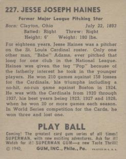 Jesse Haines  baseball card collectible - Main Image 2