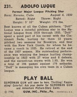 Dolf Luque  baseball card collectible - Main Image 2