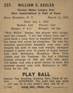 Willie Keeler  baseball card collectible - Main Image 2