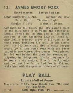 Jimmie Foxx  baseball card collectible - Main Image 2