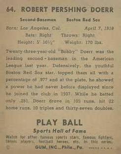 Bobby Doerr  baseball card collectible - Main Image 2