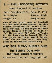 Phil "Scooter” Rizzuto  baseball card collectible - Main Image 2