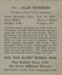 Allie Reynolds  baseball card collectible - Main Image 2