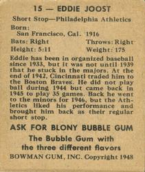 Eddie Joost  baseball card collectible - Main Image 2