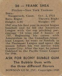 Frank Shea  baseball card collectible - Main Image 2