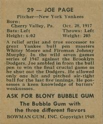 Joe Page  baseball card collectible - Main Image 2