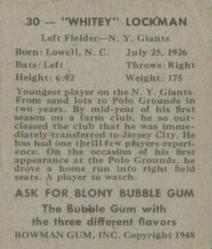 "Whitey” Lockman  baseball card collectible - Main Image 2