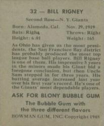 Bill Rigney  baseball card collectible - Main Image 2