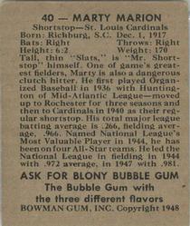 Marty Marion  baseball card collectible - Main Image 2