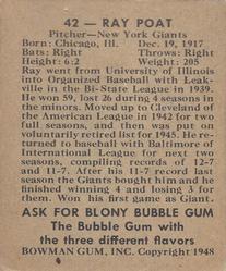 Ray Poat  baseball card collectible - Main Image 2