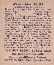 Hank Sauer  baseball card collectible - Main Image 2