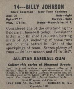 Billy Johnson  baseball card collectible - Main Image 2