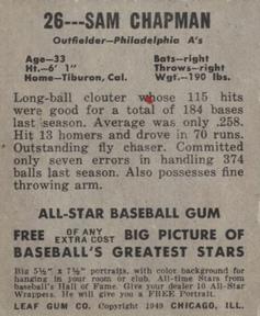 Sam Chapman  baseball card collectible - Main Image 2