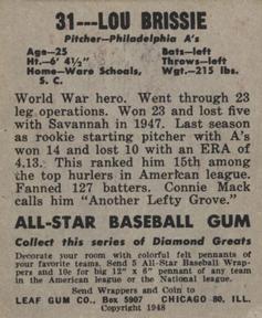 Lou Brissie  baseball card collectible - Main Image 2