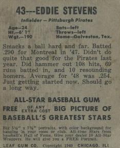 Eddie Stevens  baseball card collectible - Main Image 2