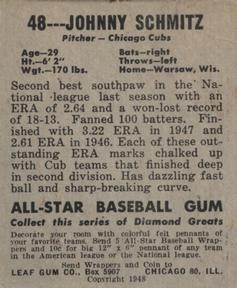 Johnny Schmitz  baseball card collectible - Main Image 2