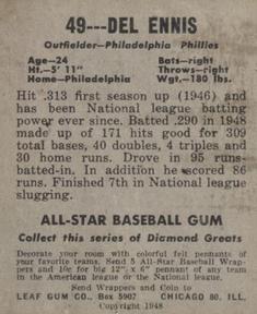 Del Ennis  baseball card collectible - Main Image 2