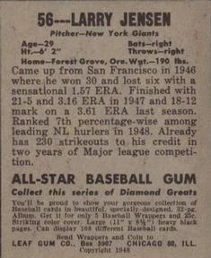 Larry Jansen  baseball card collectible - Main Image 2