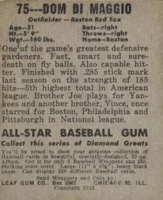 Dom DiMaggio  baseball card collectible - Main Image 2