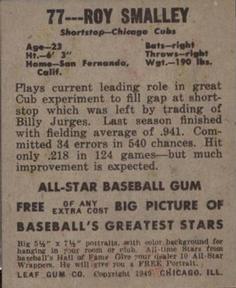 Roy Smalley  baseball card collectible - Main Image 2