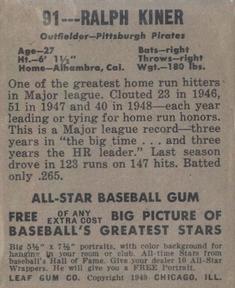 Ralph Kiner  baseball card collectible - Main Image 2