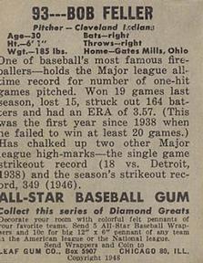 Bob Feller  baseball card collectible - Main Image 2