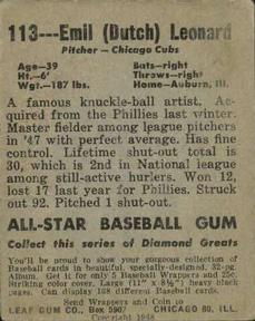 Emil Leonard  baseball card collectible - Main Image 2