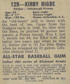 Kirby Higbe  baseball card collectible - Main Image 2