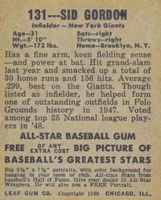 Sid Gordon  baseball card collectible - Main Image 2