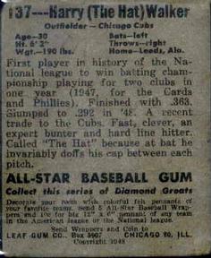 Harry Walker  baseball card collectible - Main Image 2