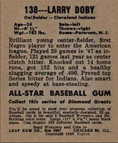 Larry Doby  baseball card collectible - Main Image 2