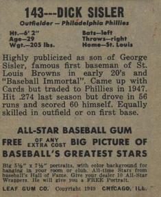 Dick Sisler  baseball card collectible - Main Image 2