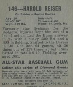 Harold Reiser  baseball card collectible - Main Image 2