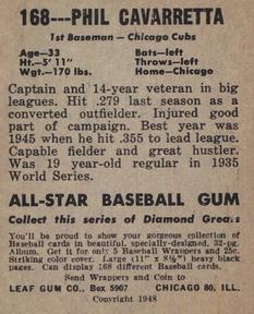 Phil Cavarretta  baseball card collectible - Main Image 2