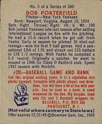 Bob Porterfield  baseball card collectible - Main Image 2