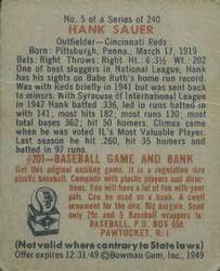 Hank Sauer  baseball card collectible - Main Image 2