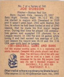 Joe Dobson  baseball card collectible - Main Image 2
