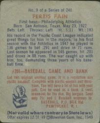 Ferris Fain  baseball card collectible - Main Image 2
