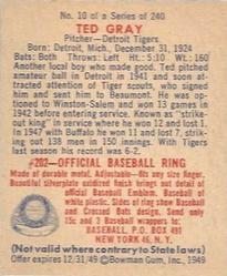 Ted Gray  baseball card collectible - Main Image 2
