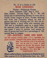 Bob Chesnes  baseball card collectible - Main Image 2