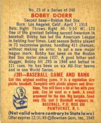 Bobby Doerr  baseball card collectible - Main Image 2