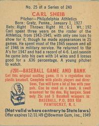 Carl Scheib  baseball card collectible - Main Image 2