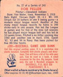 Bob Feller  baseball card collectible - Main Image 2